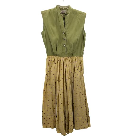Vintage Dresses & Skirts - Carlye Vintage green 1950's dress fit and flair XS Extra Small sleeveless